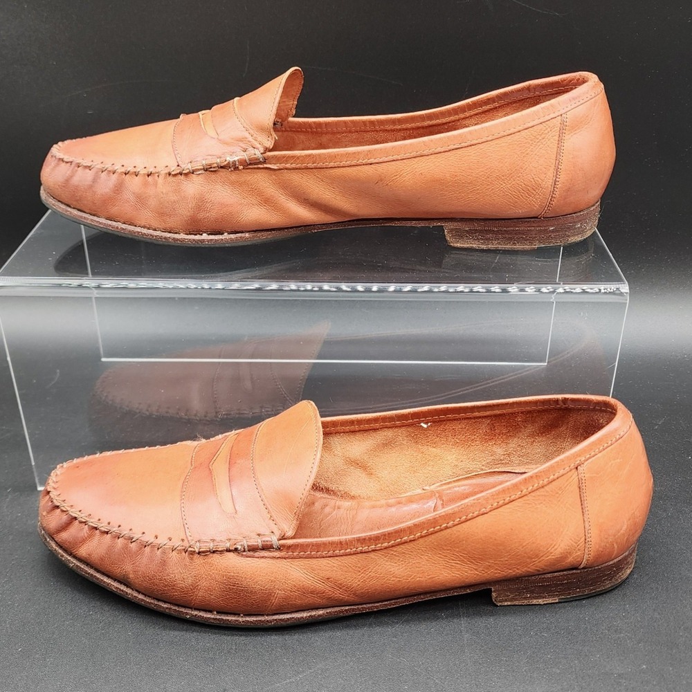 Allen Edmonds 10 Brown Leather Penny Loafers Made in Italy Preppy Classic Office
